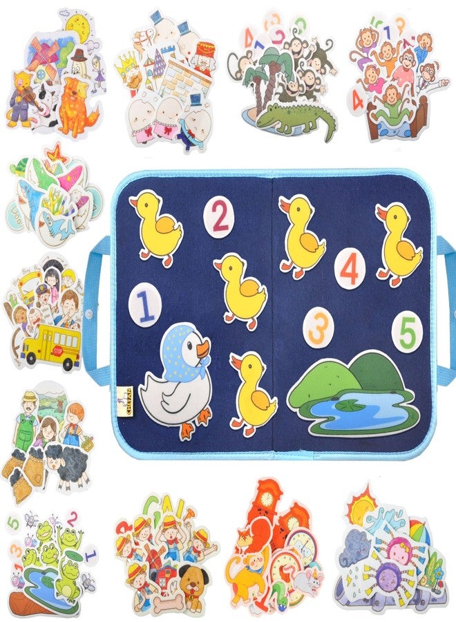 CHEFAN 12 Pack Felt Storyboard Pieces for Toddler, Flannel Board Stories for Preschool Activities, 5 Little Duck and 11 Other Stories - Image 1
